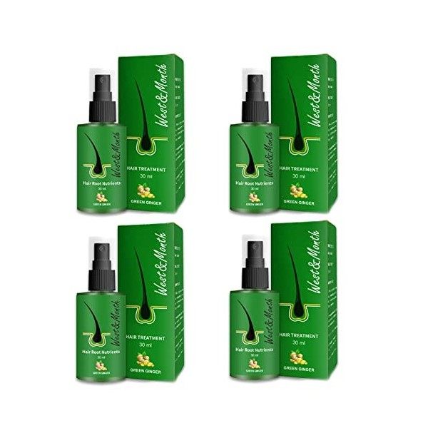 Menglo Lot de 4 vaporisateurs de Lotion pour la Croissance des Cheveux 120 ML Lotion pour la Croissance des Cheveux Traitemen