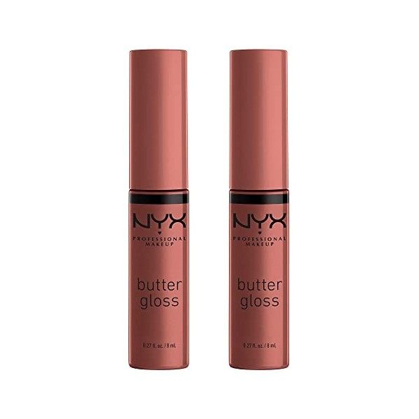 NYX Professional Makeup Gloss à Lèvres Repulpant Butter Gloss, Non Collant, Madeleine & Tiramisu, Pack Duo