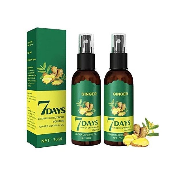 HyunGang Korea Lot de 2 sérum de repousse des cheveux au ginseng, spray nourrissant au gingembre, sérum de croissance des che