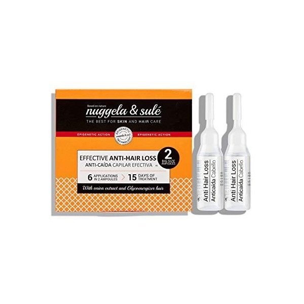 Ampoules anti-chute Nuggela & Sulé. Avec de lextrait doignon rouge. Renforce et ralentit la chute des cheveux. Traitement d