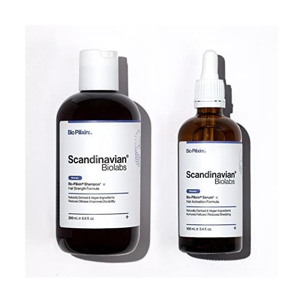 Scandinavian Biolabs Shampoing fortifiant et sérum capillaire pour favoriser la pousse des cheveux, pour femme | Formule enti