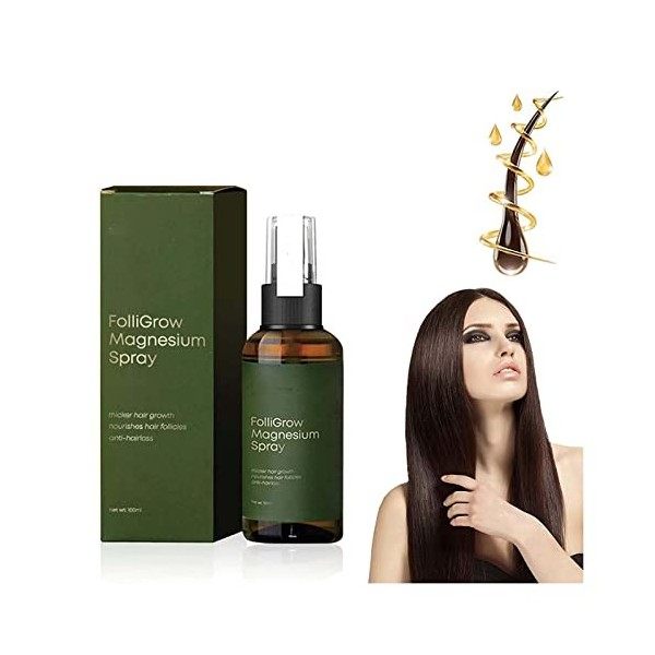 Blusoms FolliGrow Sérum au magnésium en spray, formule de croissance des cheveux, spray anti-chute pour cheveux secs, frisés,