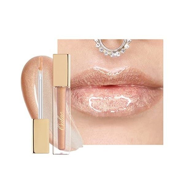 Oulac 3D Gloss à Lèvres Pailleté - Hydratant Rouge à Lèvres Liquide | Gloss Transparent Lip Oil Brillant - Enrichi en Extrait