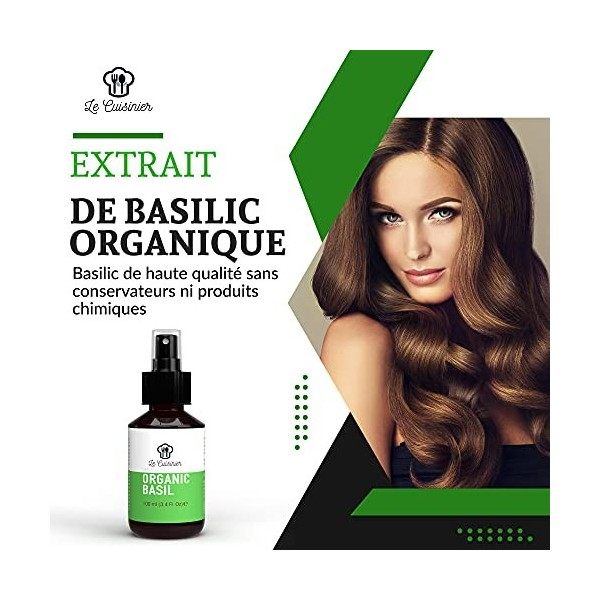 LE CUISINIER Serum Pousse Cheveux - à lExtrait dHuile Essentielle de Basilic - Sérum de Croissance des Cheveux, contre la P