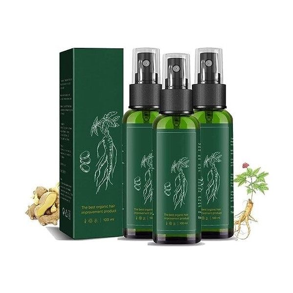 KORTIN Lot de 2 sprays de régénération pour cheveux au ginseng coréen - Sérum de repousse des cheveux au gingembre - Essence 