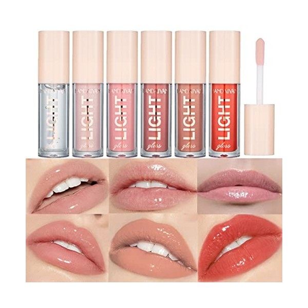 6 Pcs Lip Gloss Set Lip Oil Light Hydratant Lip Glow Oil Long Lasting Waterproof Liquid Lipstick Crystal Jelly Lip Tinted Liq