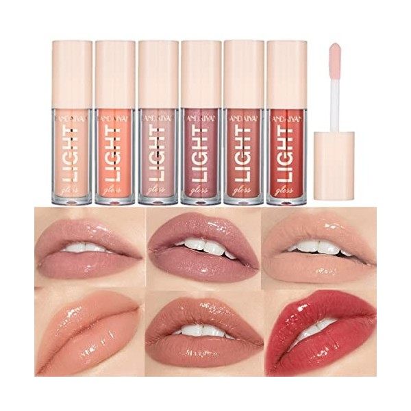 6 Pcs Lip Gloss Set Lip Oil Light Hydratant Lip Glow Oil Long Lasting Waterproof Liquid Lipstick Crystal Jelly Lip Tinted Liq