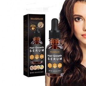 Gruwkue Sérum De Croissance des Cheveux Essence Anti-Chute De Cheveux, Essence Naturelle À Base pour Cheveux Chauves Et Fins,