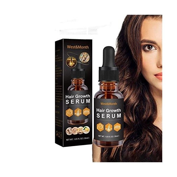 Gruwkue Sérum De Croissance des Cheveux Essence Anti-Chute De Cheveux, Essence Naturelle À Base pour Cheveux Chauves Et Fins,