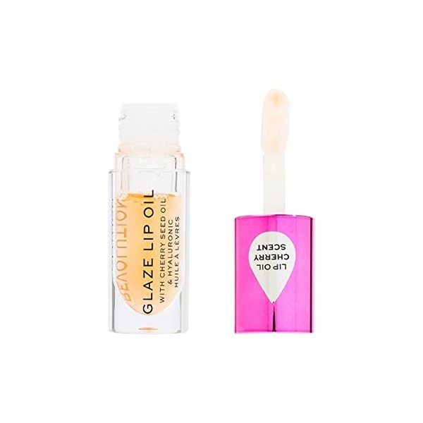 Makeup Revolution, huile à lèvres Glaze, huile à lèvres nourrissante, Glam Pink, 4.6ml