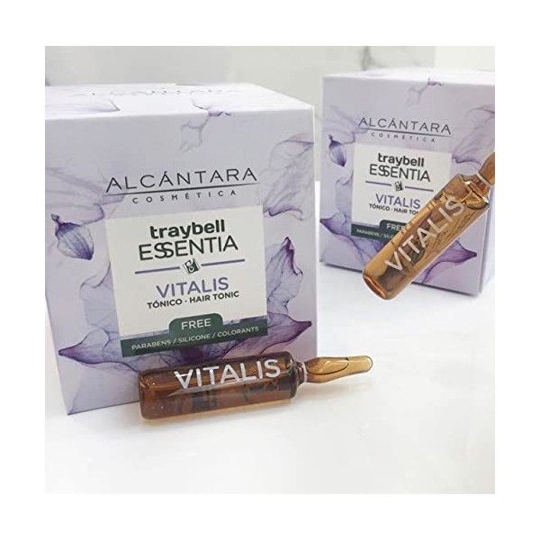 Alcantara Cosmétique Tonique Vitalis chute cheveux, traybell essentia 8 ampoules