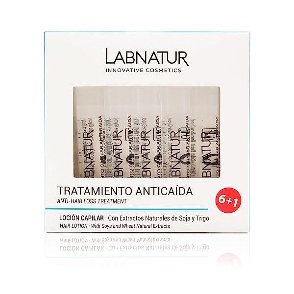 Ampoules anti-chute 7 ampoules avec extraits naturels de soja et de blé. Renforce et freine la chute des cheveux. Nutrition p