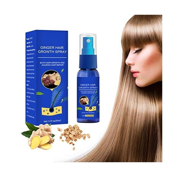 Ginger Hair Growth Spra Anti Loss Hair Serum, Croissance Rapide des Cheveux, Huile Essentielle de Cheveux, Prévenir la Sécher