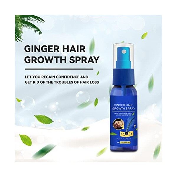 Ginger Hair Growth Spra Anti Loss Hair Serum, Croissance Rapide des Cheveux, Huile Essentielle de Cheveux, Prévenir la Sécher