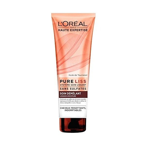 LOréal Paris Pure Liss Soin Démêlant à lHuile de Tournesol - Lissage & Discipline - Cheveux Frisés & Indomptables - 250 ml