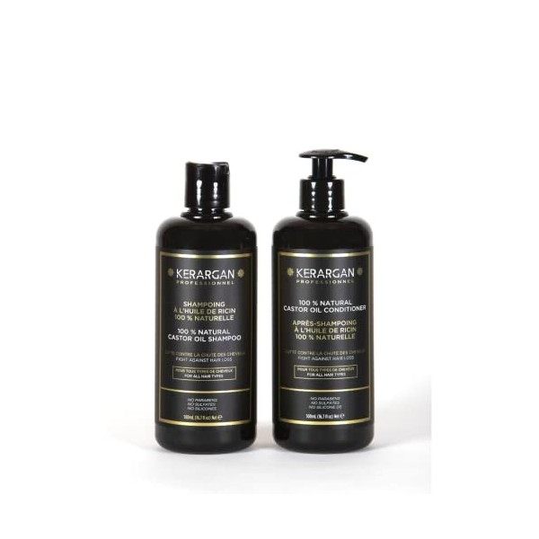 Kerargan - Shampoing et Après-Shampoing à la Kératine pour Fortifier et Hydrater - Cheveux Abîmés - Sans Sulfate, Paraben et 