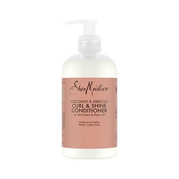 Shea Moisture Après-shampooing Boucles et Brillance Noix de Coco & Hibiscus pour cheveux épais et bouclés Hydrate et Redéfini