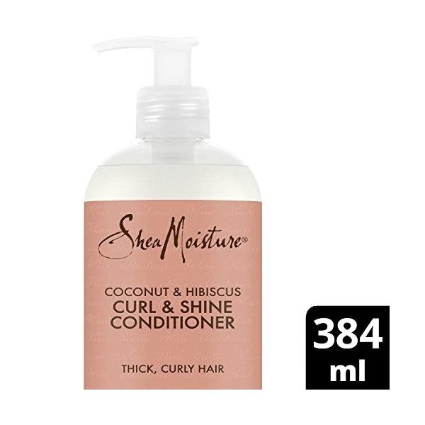 Shea Moisture Après-shampooing Boucles et Brillance Noix de Coco & Hibiscus pour cheveux épais et bouclés Hydrate et Redéfini