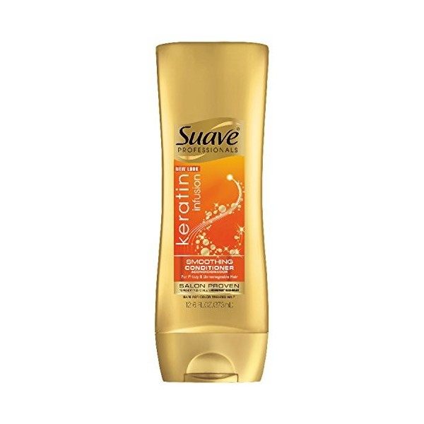 Suave Après-shampooing lissant Keratin Infusion - Formule professionnelle pour cheveux frisottants et rebelles - 372 ml Lot 