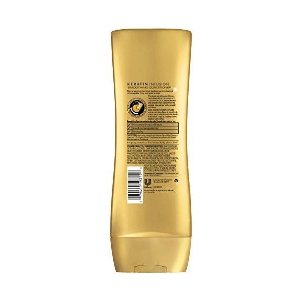 Suave Après-shampooing lissant Keratin Infusion - Formule professionnelle pour cheveux frisottants et rebelles - 372 ml Lot 