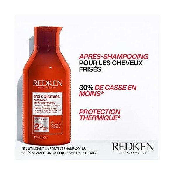 Redken, Après-Shampoing Anti-Frisottis pour Cheveux Rebelles & Indisciplinés, Protection contre lHumidité, Frizz Dismiss, 30