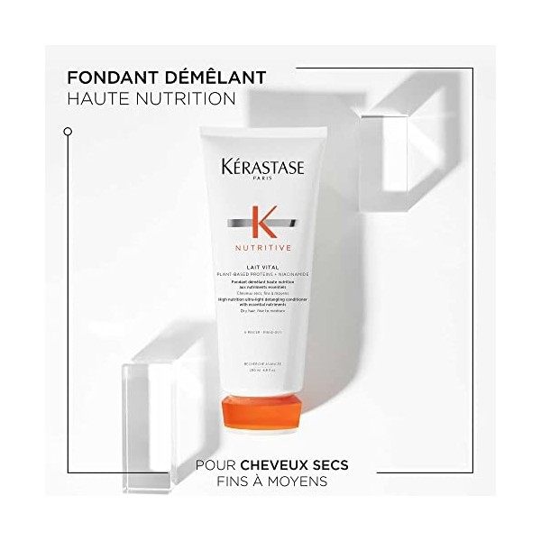 Kérastase, Nutritive, Après-Shampoing Nourrissant & Démêlant, Pour Cheveux Fins Secs à Très Secs, Lait Vital, 200 ml