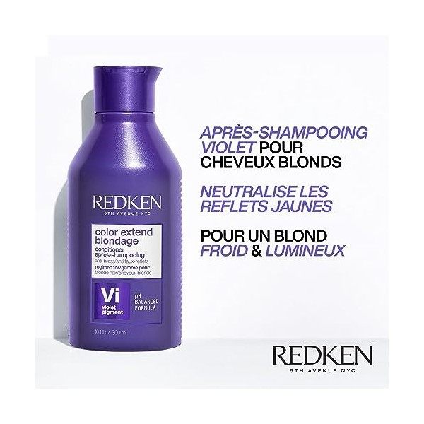 Redken, Après-Shampoing Violet Neutralisant pour Cheveux Blonds, Riche en Protéines, Color Extend Blondage, 300 ml