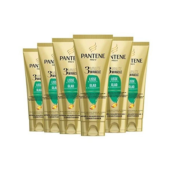 Pantene Pro-V, Après Shampoing 3 Minute Miracle Lisse & Soyeux, Lot de 6x200ml