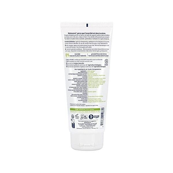 Natessance - Après-Shampooing Ultra-Nourrissant - Karité Bio & Kératine Végétale - Certifié Bio Cosmos Organic - Tube 100% Vé