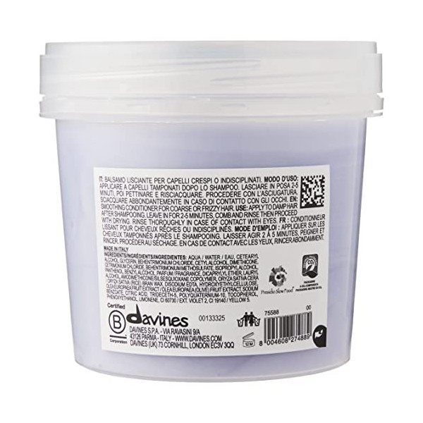 Davines LOVE Smoothing Conditioner - après-shampooing lissant pour cheveux frisés ou indisciplinés 250ml - New Formula 2022