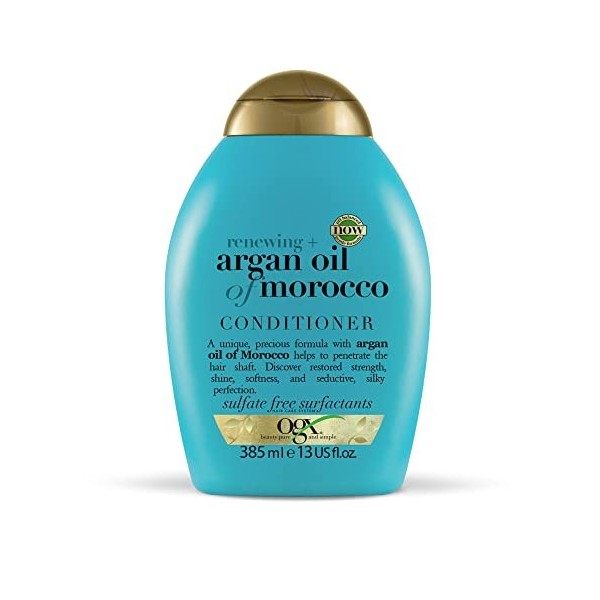 OGX Après-Shampoing à lHuile dArgan Marocaine pour Cheveux Secs et Abîmés, 385 ml