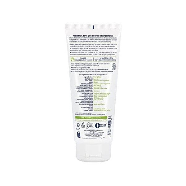 Natessance - Après-Shampooing Nourrissant - Argan Bio & Kératine Végétale - Certifié Bio Cosmos Organic - Tube 100% Végétal -