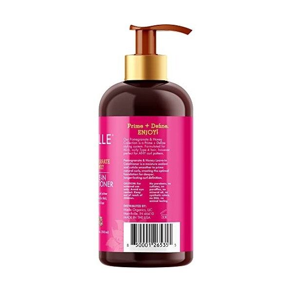 Mielle Organics Après-shampooing sans rinçage à la grenade et au miel pour cheveux de type 4, 12 oz