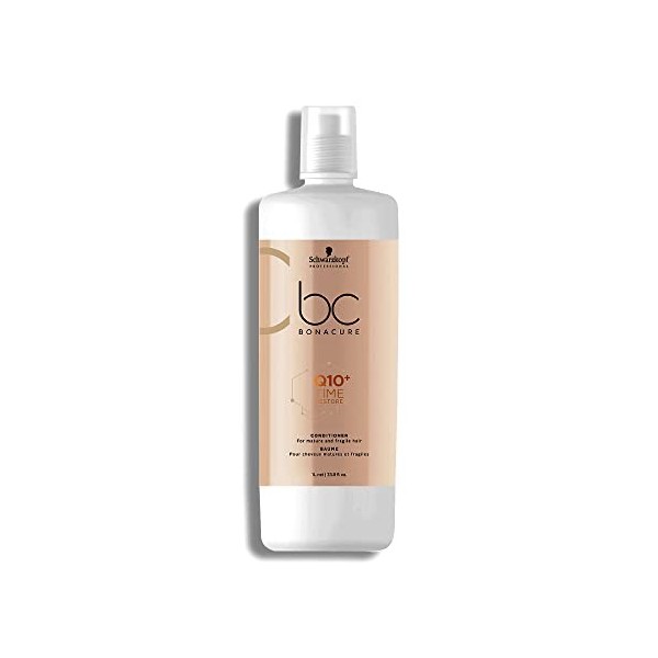 Schwarzkopf Bonacure Q10 Time Restore Ageless Taming Après-shampoing Professionnel, 1 L