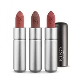 KIKO Milano Powdery Lip Set | Kit Maquillage&nbsp;: 3 Rouges À Lèvres Au Fini Mat Poudré