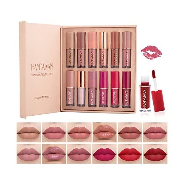 Lishang 3 Couleur Rouge a Levre Pailleté Gloss Lot Coffret Rouge a Levre Diamant Brillant Métallique Rouges à Lèvres Liquide 