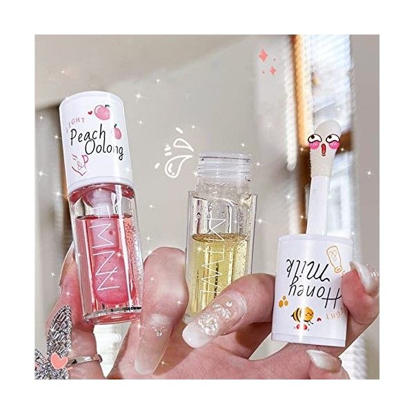 Crystal Jelly Moisturizing Lip oil set de 2 pièces Moisturizing Lip Gloss set full Lip Oil Moisturizing Lipstick Lasting Brig