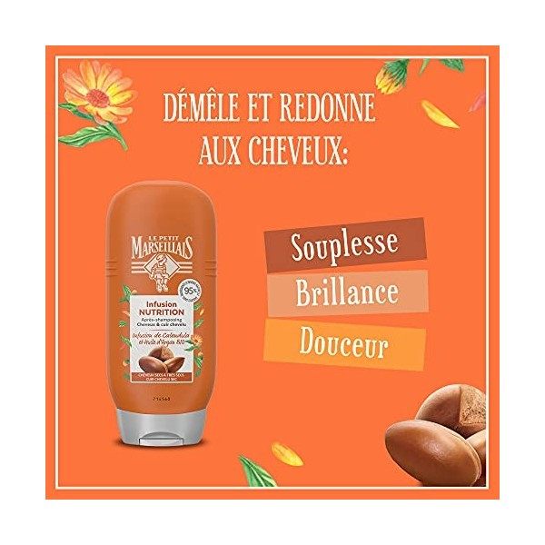 Le Petit Marseillais Après-Shampooing Nutrition Infusion Calendula et Argan Bio - Le flacon de 200 ml