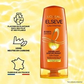LOréal Paris Elseve Liss-Intense Après-Shampoing Démêlant Lissant Anti-Frizz Enrichi en Huile dArgan 1 Unité