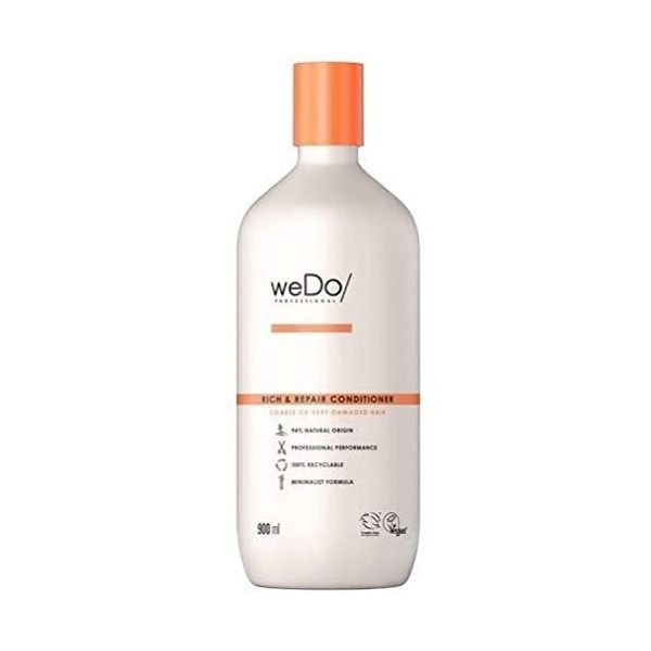 WeDo/Professional Rich & Repair Après-shampoing anti-casse pour cheveux forts, rebelles ou très abîmés, 900 ml