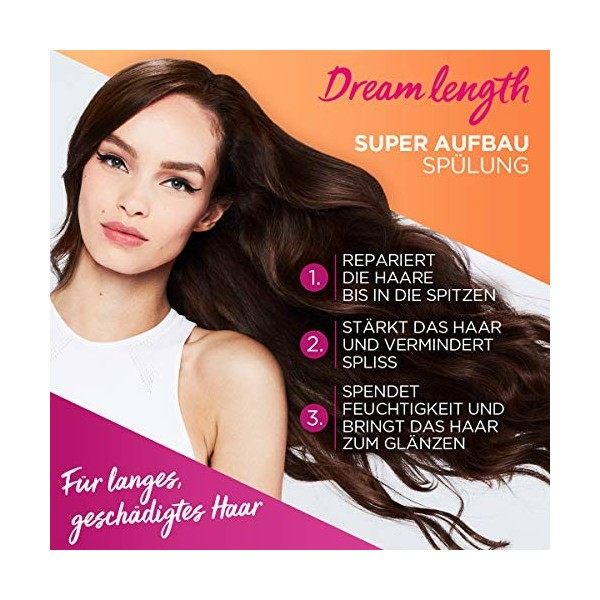 LOréal Paris Elvital Après-shampoing anti-pointes fourchues pour cheveux cassants avec huile de ricin, Dream Length Super ac