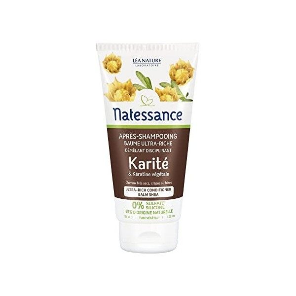 Natessance - Après-Shampooing Baume Ultra-Nourrissant - Karité & Kératine Végétale - Tube de 150 ml