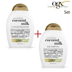 ogx® anciennement Organix Shampoing nourrissant au lait de coco 385&nbsp;ml + après-shampoing et démêlant 385&nbsp;ml&nbsp;–&nbsp;Luxueux soin 