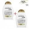 ogx® anciennement Organix Shampoing nourrissant au lait de coco 385 ml + après-shampoing et démêlant 385 ml – Luxueux soin 