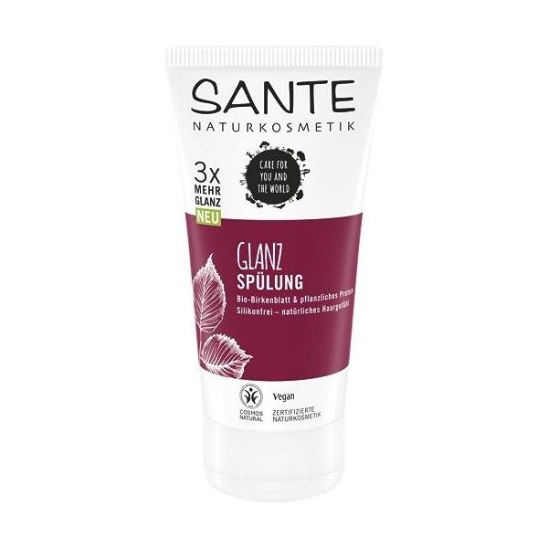 SANTE Naturkosmetik Après-shampoing brillant en forme de feuille de bouleau bio et provitamine B5 pour cheveux doux, après-sh