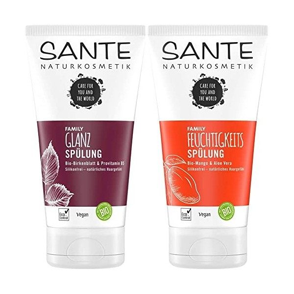SANTE Naturkosmetik Après-shampoing brillant en forme de feuille de bouleau bio et provitamine B5 pour cheveux doux, après-sh