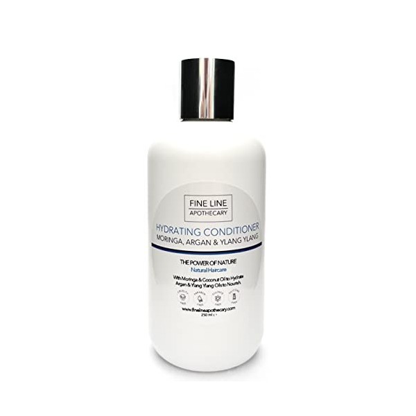 99% Naturel APRÈS-SHAMPOING HYDRATANT - COCO, MORINGA, ARGAN & YLANG YLANG -250 ml de Fine Line Apothecary. Sans Sulfates, Sa