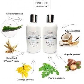 99% Naturel APRÈS-SHAMPOING HYDRATANT - COCO, MORINGA, ARGAN & YLANG YLANG -250 ml de Fine Line Apothecary. Sans Sulfates, Sa