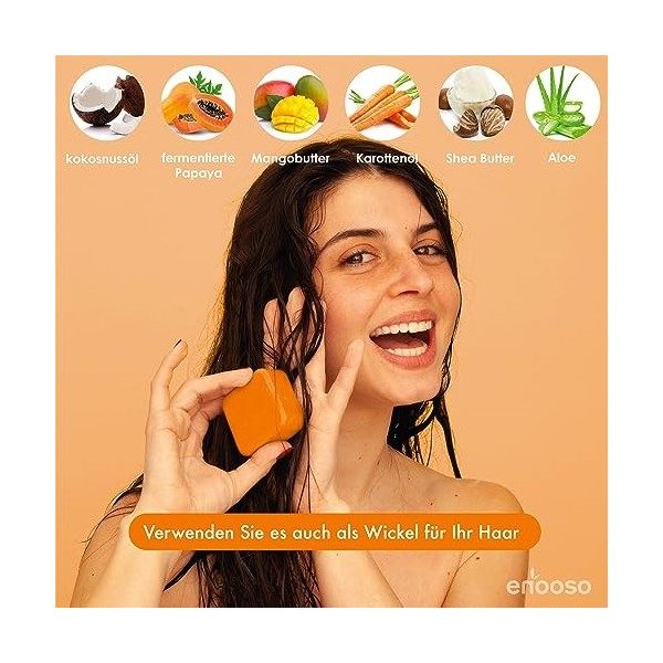 Après-shampooing Solide Restructurant et Fortifiant Naturel Bio pour cheveux abîmés - au beurre de Mangue et Papaye 55 g - En