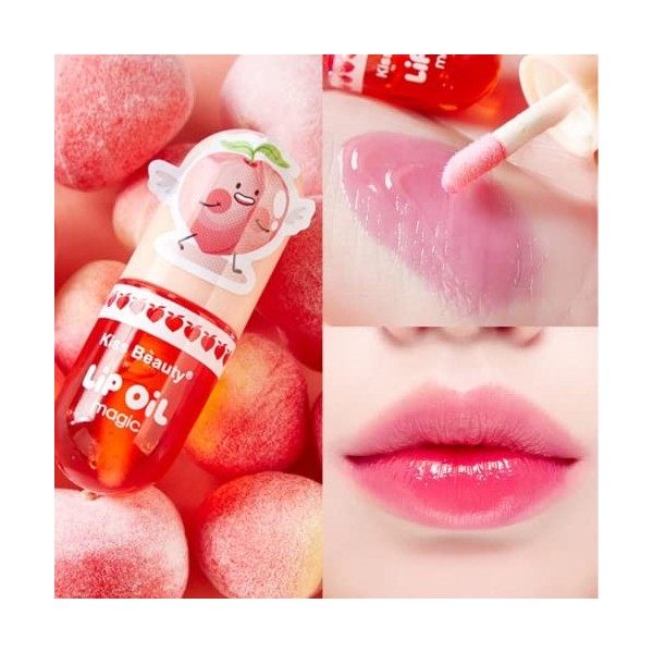 Pakivs 4Pcs Mini capsule Color Changing Lip Gloss Set,Peach Hydratant Color Changing Lip Glaze Longue Durée Natural Lip Tint 